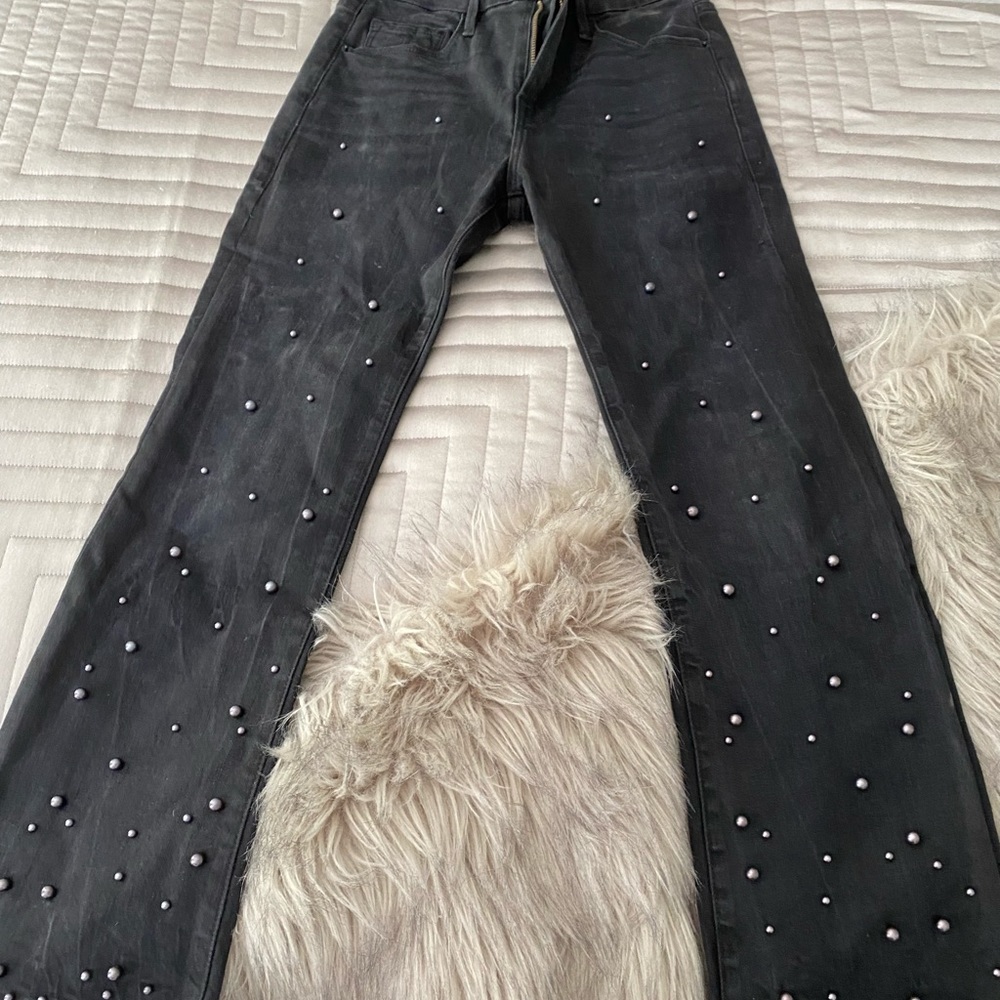Frame Denim black jeans with pearls Size 24.